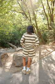 Olive Green Striped Shorts